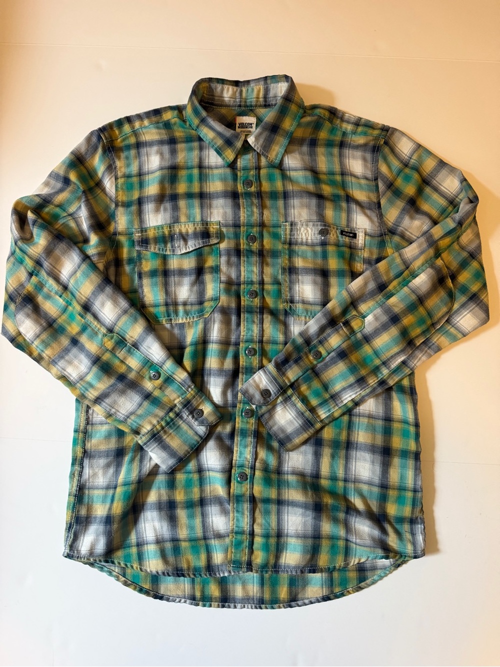 00’s Volcom Workwear Green Plaid Flannel Workshirt - Men's Size S